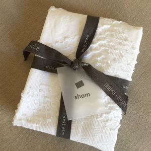 WEST ELM Roar & Rabbit Organic Crisscross White Cotton Euro Sham New